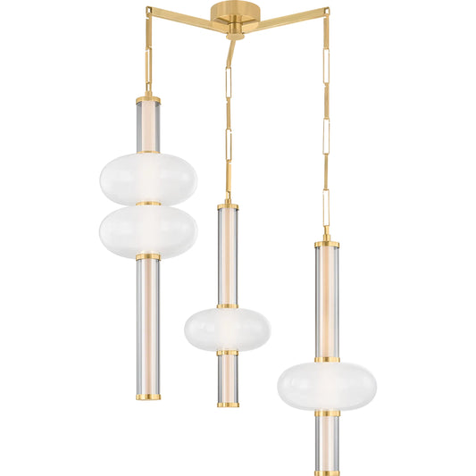 Corbin Chandelier by Corbett in vintage brass. Made from brass in a unique style.