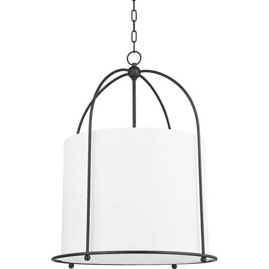 Orlando Lantern by Hudson Valley in black brass. Made from steel in a transitional style.