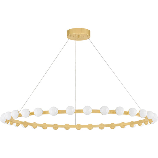 Linus 33-Light Chandelier by Corbett in vintage brass. Made from brass in a unique style.