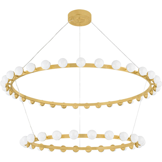 Linus 57-Light Chandelier by Corbett in vintage brass. Made from brass in a unique style.