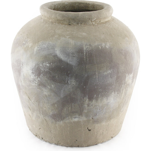 Terracotta Jar in Distressed Olive by Zentique in distressed olive brown and terracotta. Made from terracotta in a eclectic & global style.