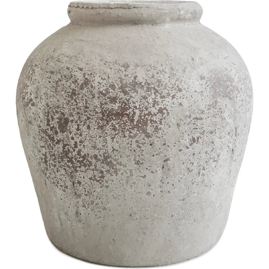 Distressed Grey Jar by Zentique in distressed grey wash. Made from terracotta in a unique style.