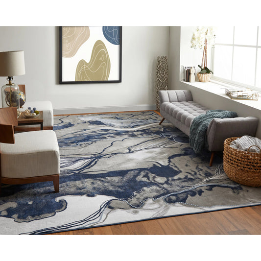 Gaspar Rug - 39KTF by Feizy in blue, gray, ivory. Made from polypropylene, polyester in a unique style.