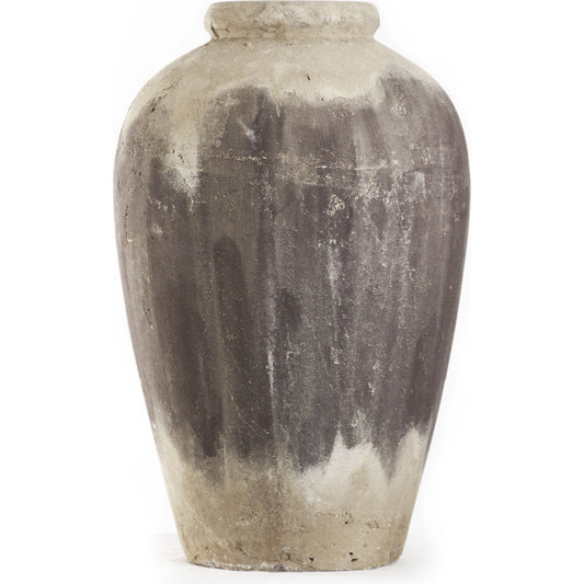 Terracotta Jar in Distressed Olive by Zentique in distressed olive brown and terracotta. Made from terracotta in a eclectic & global style.