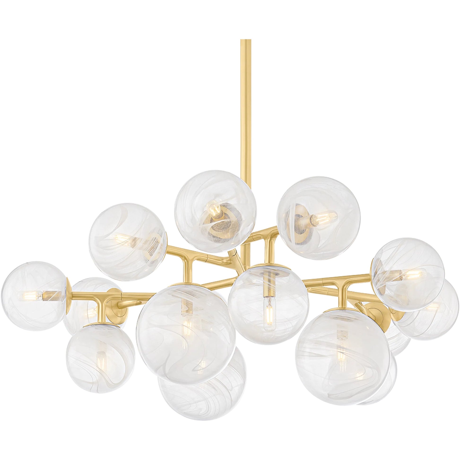 Glasgow 15-Light Chandelier by Corbett in vintage polished brass. Made from steel in a unique style.
