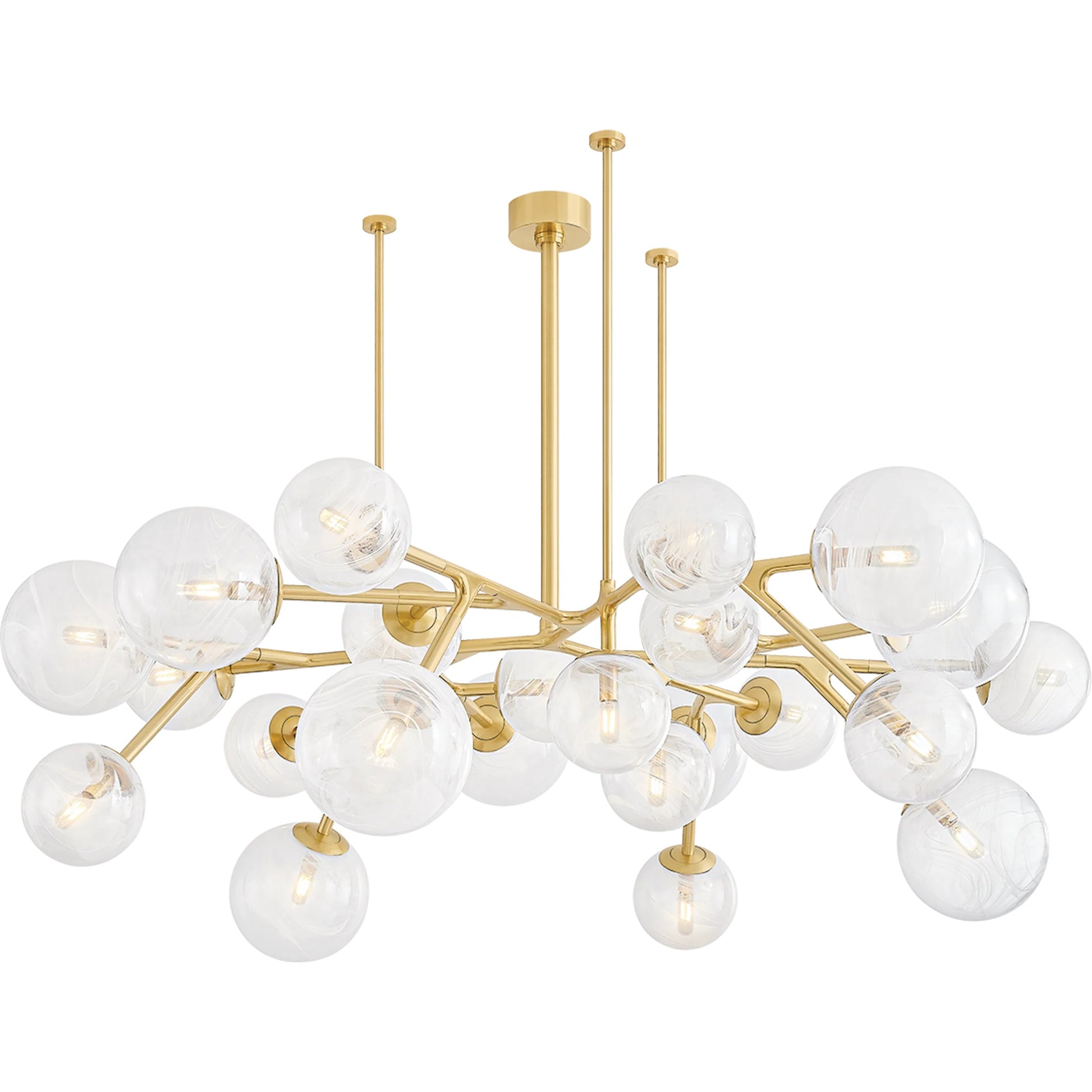 Glasgow 24-Light Chandelier by Corbett in vintage polished brass. Made from steel in a unique style.