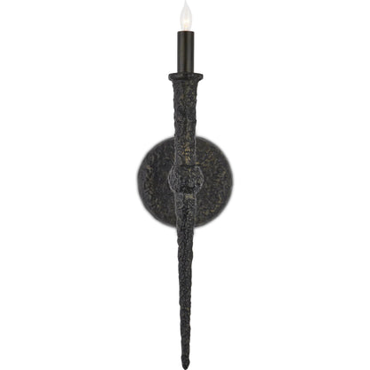 Blackthorn Wall Sconce by Currey and Company in aged bronze. Made from cast aluminum in a modern style.