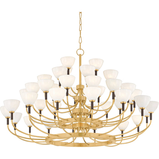 Brahma 44-Light Chandelier by Corbett in vintage polished brass, bronze. Made from brass in a unique style.