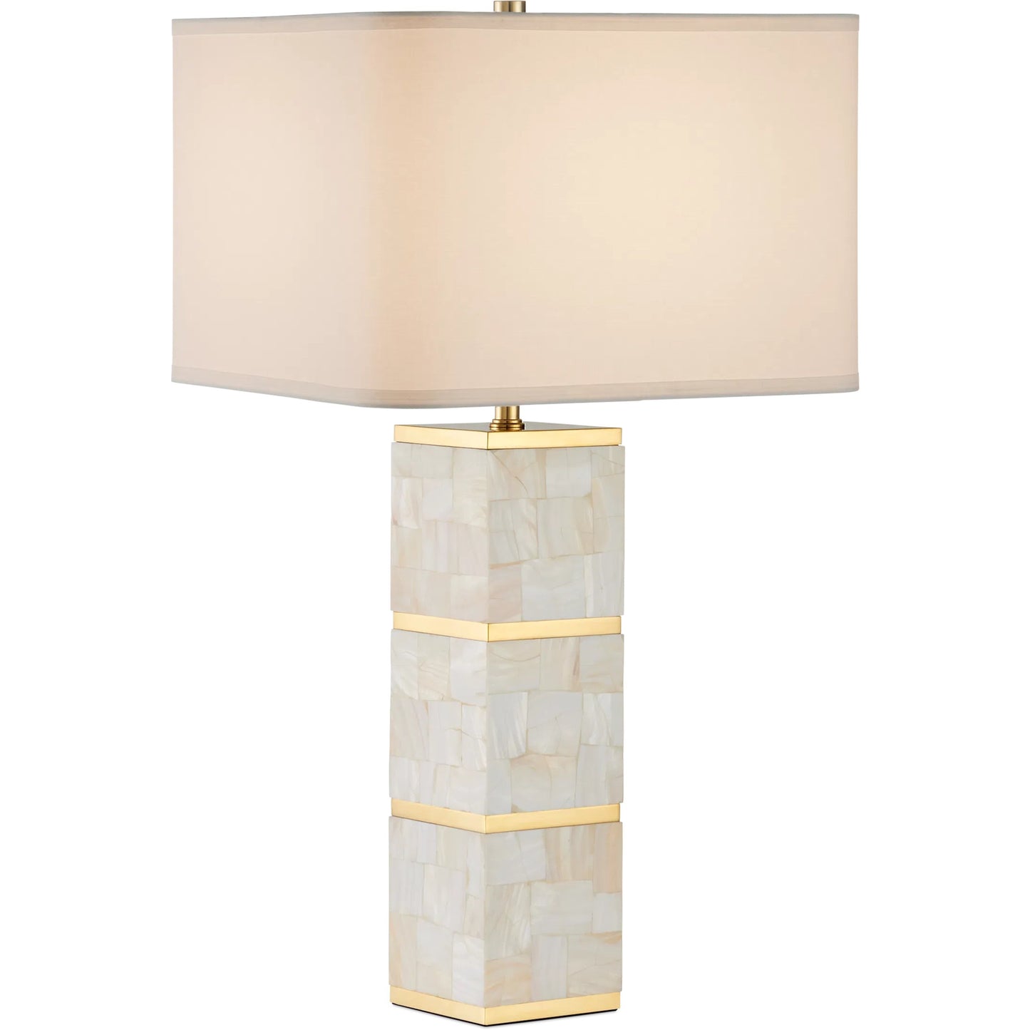 001 SI-2386996 | Primary Silo | Casey Mother of Pearl Table Lamp by Currey and Company in natural, brass. Made from mother of pearl, stainless steel, composite in a modern style.