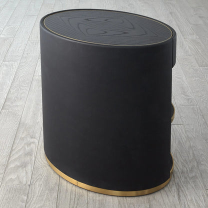 Ellipse Bedside Cabinet by Global Views in black. Made from poplar, oak, black lacquer in a modern style.