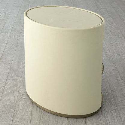 Ellipse Bedside Cabinet by Global Views in black. Made from poplar, oak, black lacquer in a modern style.