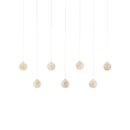 Finhorn Rectangular 7-LIGHT Multi-Drop Pendant by Currey and Company in pearl, silver. Made from pearl, mother of pearl in a modern style.