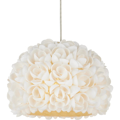 Virtu 3-Light Round Multi-Drop Pendant by Currey and Company in natural, silver. Made from clamrose shell, metal, composite in a modern style.