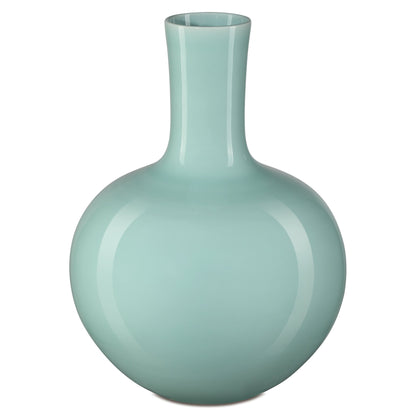 Celadon Green Straight Neck Vase by Currey and Company in celadon green. Made from porcelain in a modern style.