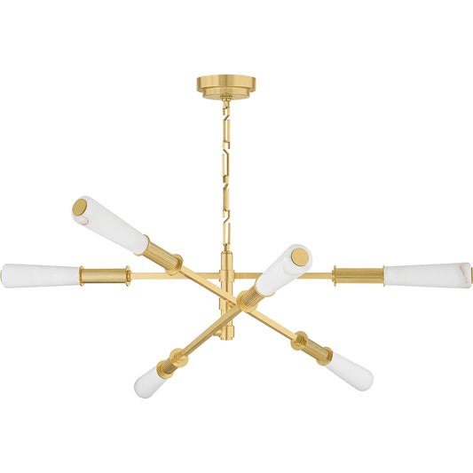 Dashiell Chandelier by Corbett in vintage polished brass. Made from steel in a unique style.