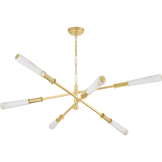 Dashiell Chandelier by Corbett in vintage polished brass. Made from steel in a unique style.