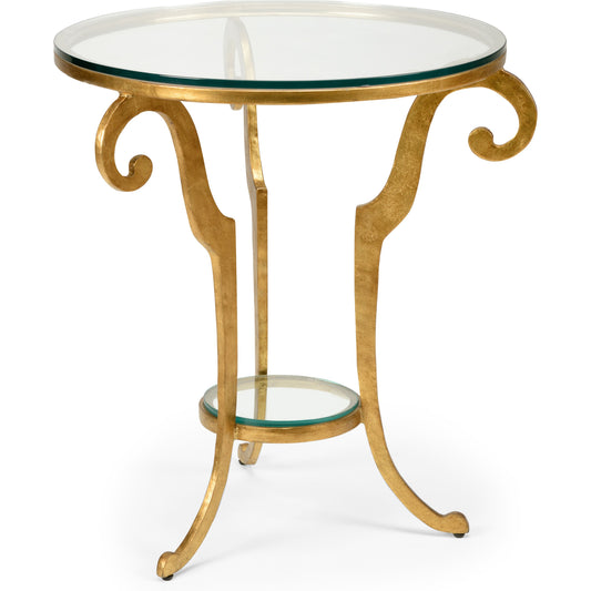 Bailey Side Table by Wildwood in gold. Made from iron in a transitional style.