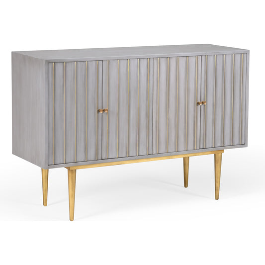 Delphine Cabinet by Wildwood in gray, gold. Made from wood in a modern style.