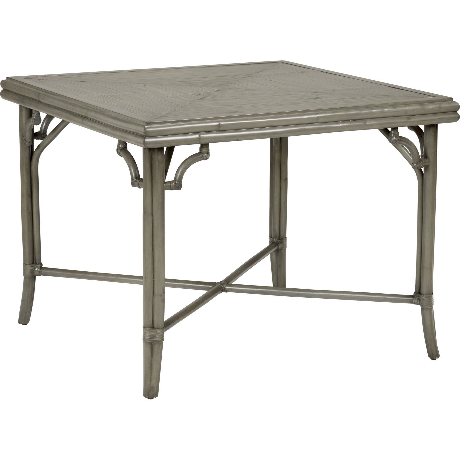 Boca Game Table by Wildwood in whitewash, gray. Made from rattan, crushed bamboo in a transitional style.