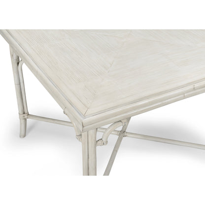 Boca Game Table by Wildwood in whitewash, gray. Made from rattan, crushed bamboo in a transitional style.