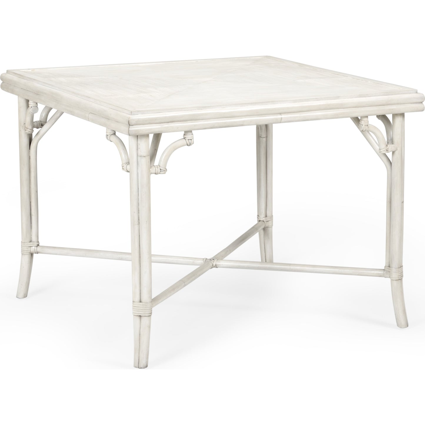 001 SR-384873 | Primary Silo | Boca Game Table by Wildwood in whitewash, gray. Made from rattan, crushed bamboo in a transitional style.
