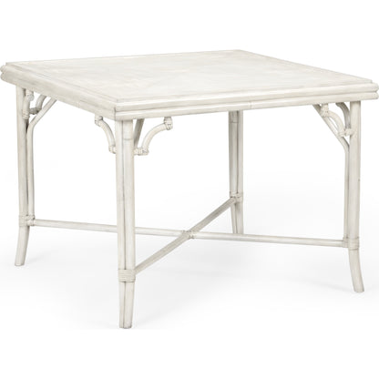 Boca Game Table by Wildwood in whitewash, gray. Made from rattan, crushed bamboo in a transitional style.
