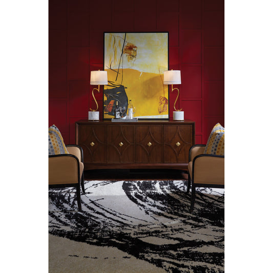 Diamond Sideboard by Wildwood in walnut veneer, brass. Made from wood in a modern style.