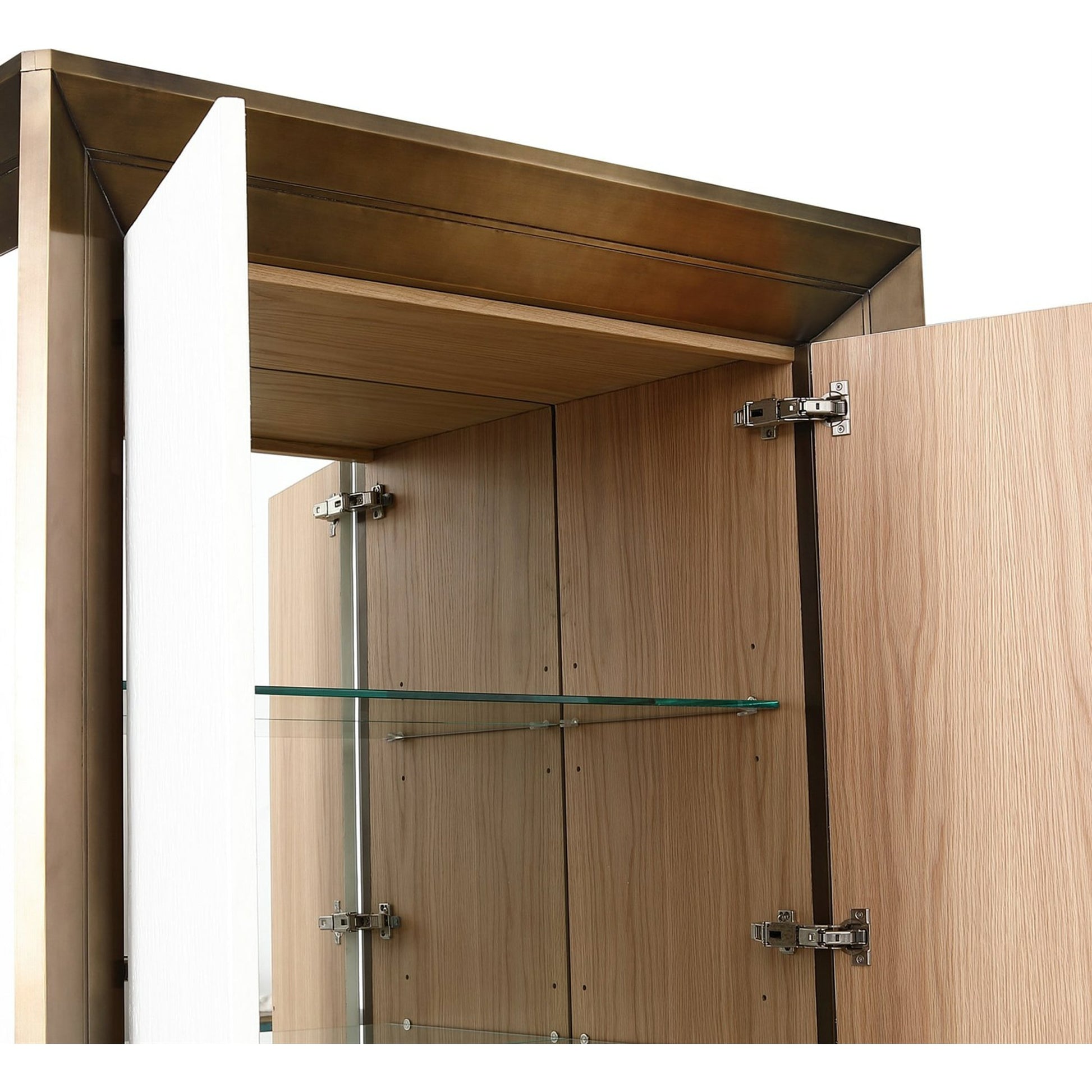 Framed Tall Cabinet by Global Views. Made from aluminum, resin, wood, aluminum handles in a modern style.