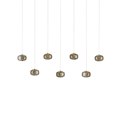 Pepper Rectangular 7-LIGHT Multi-Drop Pendant by Currey and Company in nickel, silver. Made from nickel, metal in a modern style.