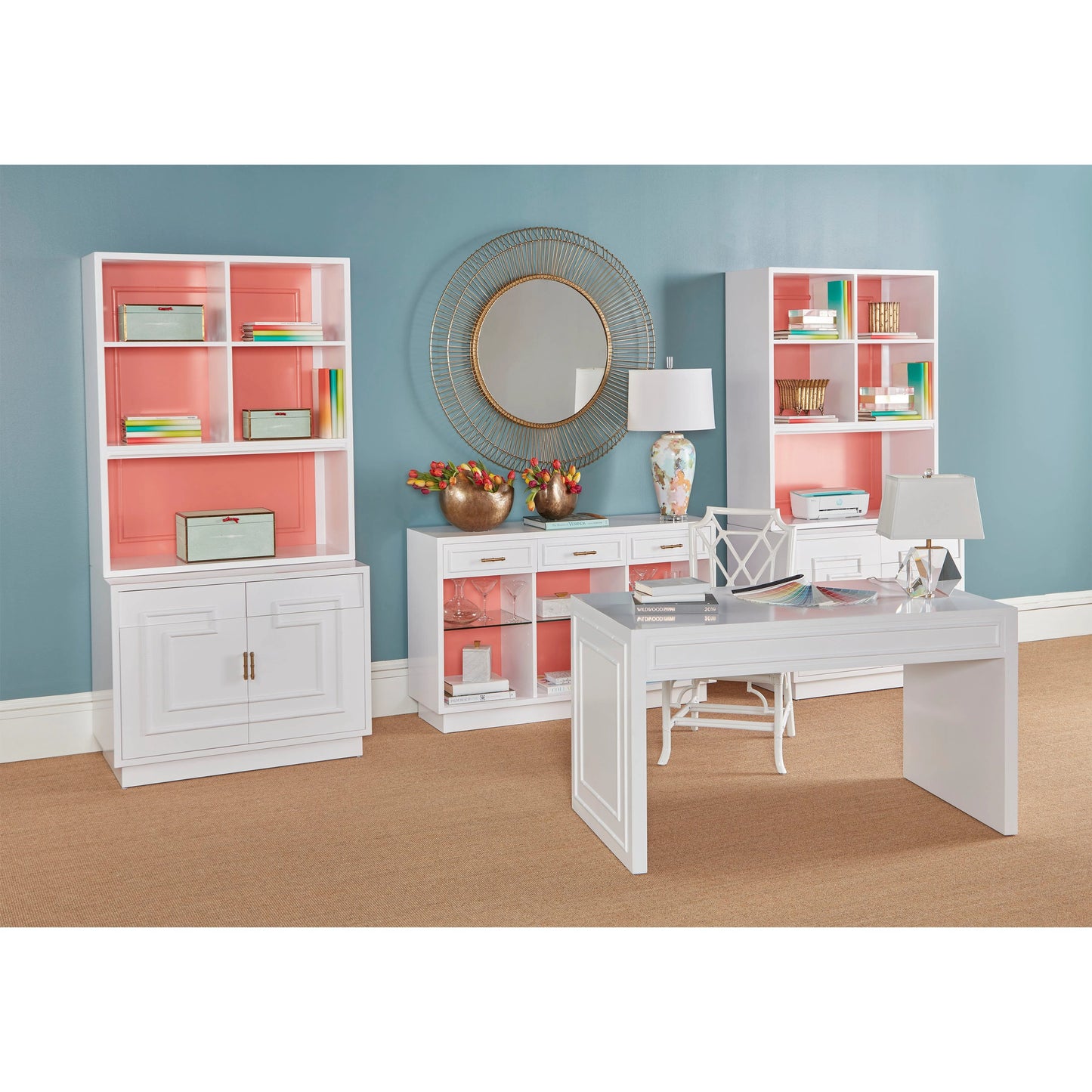 003 SR-782829 | Lifestyle | Wild Palm Side Chair by Wildwood in white, off white. Made from rattan, fabric in a coastal style.