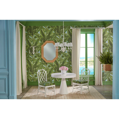 Wild Palm Side Chair by Wildwood in white, off white. Made from rattan, fabric in a coastal style.