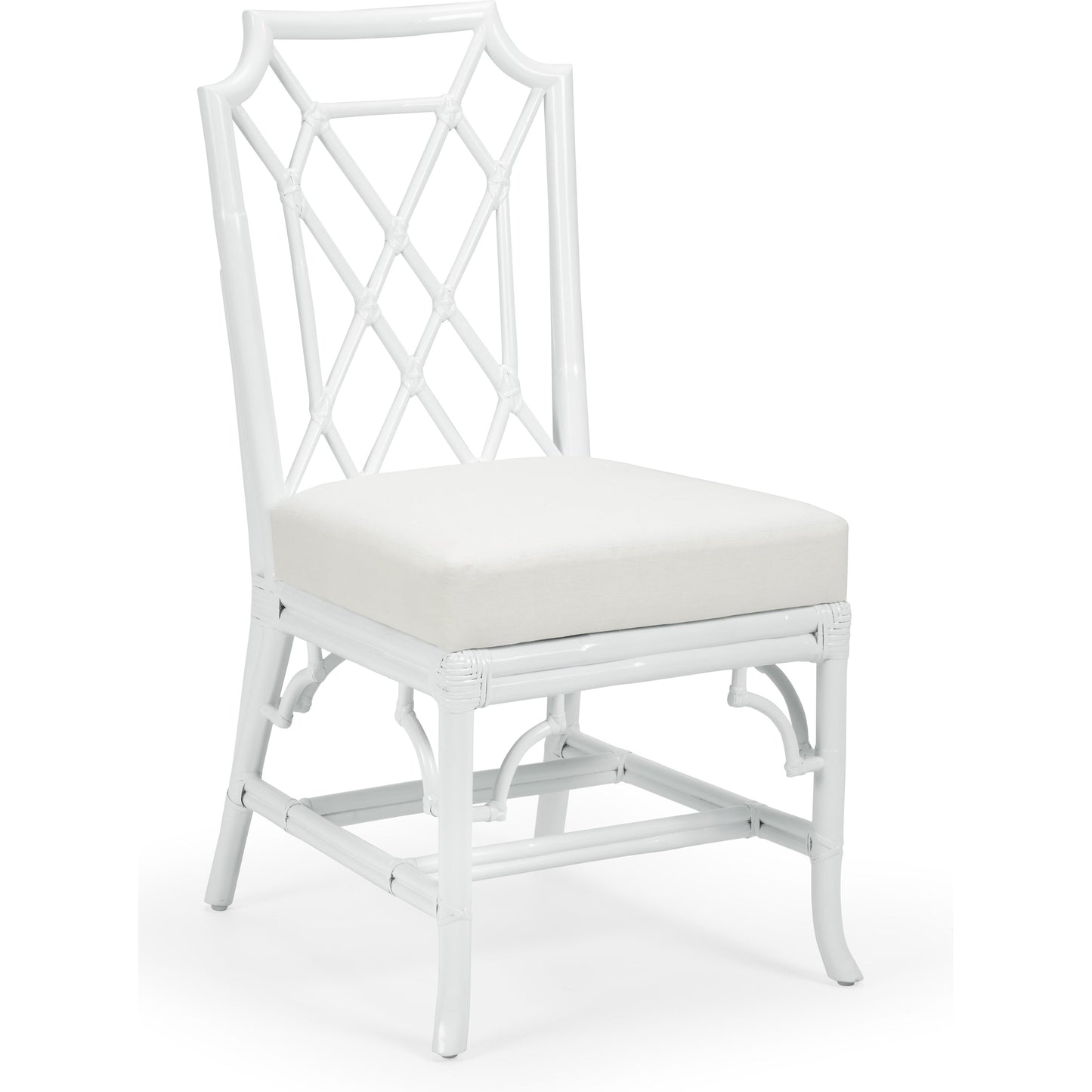 001 SR-782829 | Primary Silo | Wild Palm Side Chair by Wildwood in white, off white. Made from rattan, fabric in a coastal style.