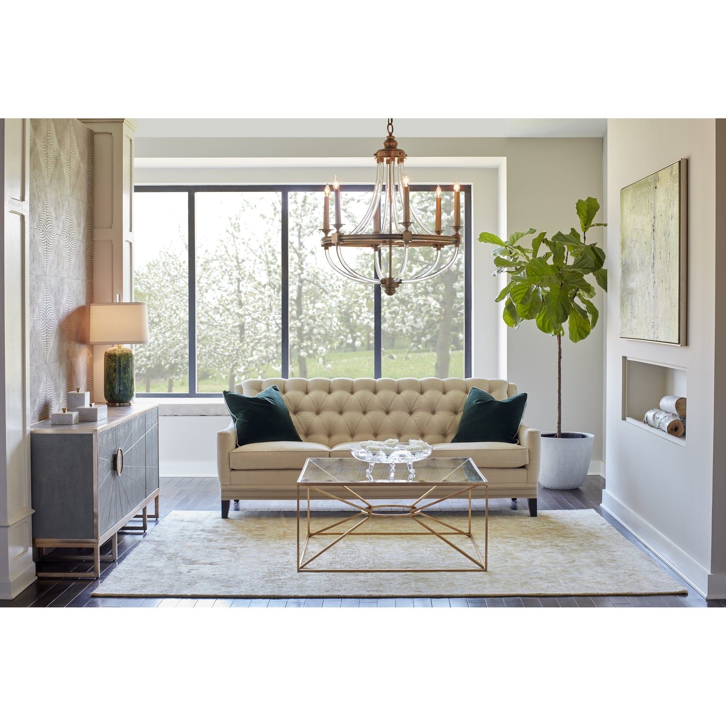 004 SR-782788 | Lifestyle | Ray's Edge Cabinet by Wildwood in faux gray shagreen, antique. Made from wood, brass in a traditional style.