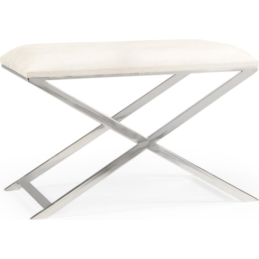 Sitting Pretty Stool by Wildwood in gray, silver. Made from hair on hyde in a modern style.