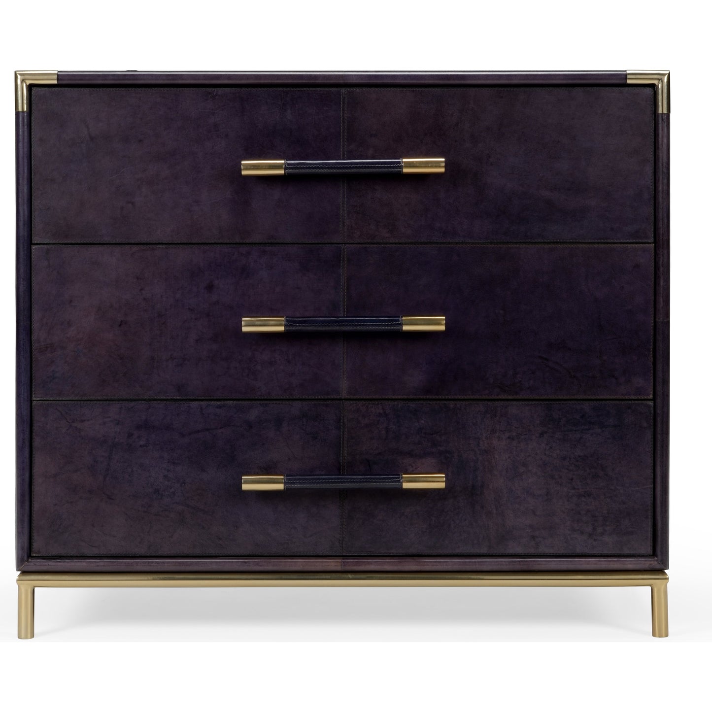 002 SR-837116 | Additional Silo | Bruce Blue Chest by Wildwood in midnight, antique brass. Made from leather in a transitional style.