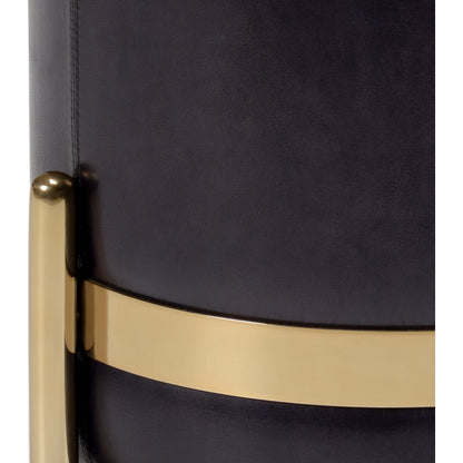 Bruce Stool by Wildwood in midnightblue, antique brass. Made from leather, stainless steel in a modern style.