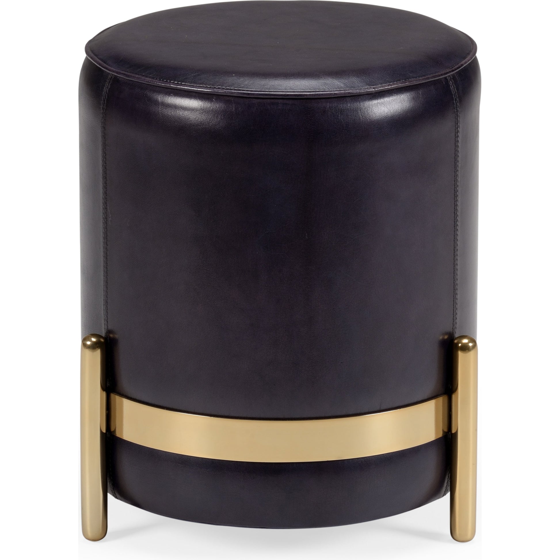 Bruce Stool by Wildwood in midnightblue, antique brass. Made from leather, stainless steel in a modern style.