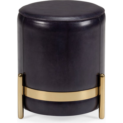 Bruce Stool by Wildwood in midnightblue, antique brass. Made from leather, stainless steel in a modern style.