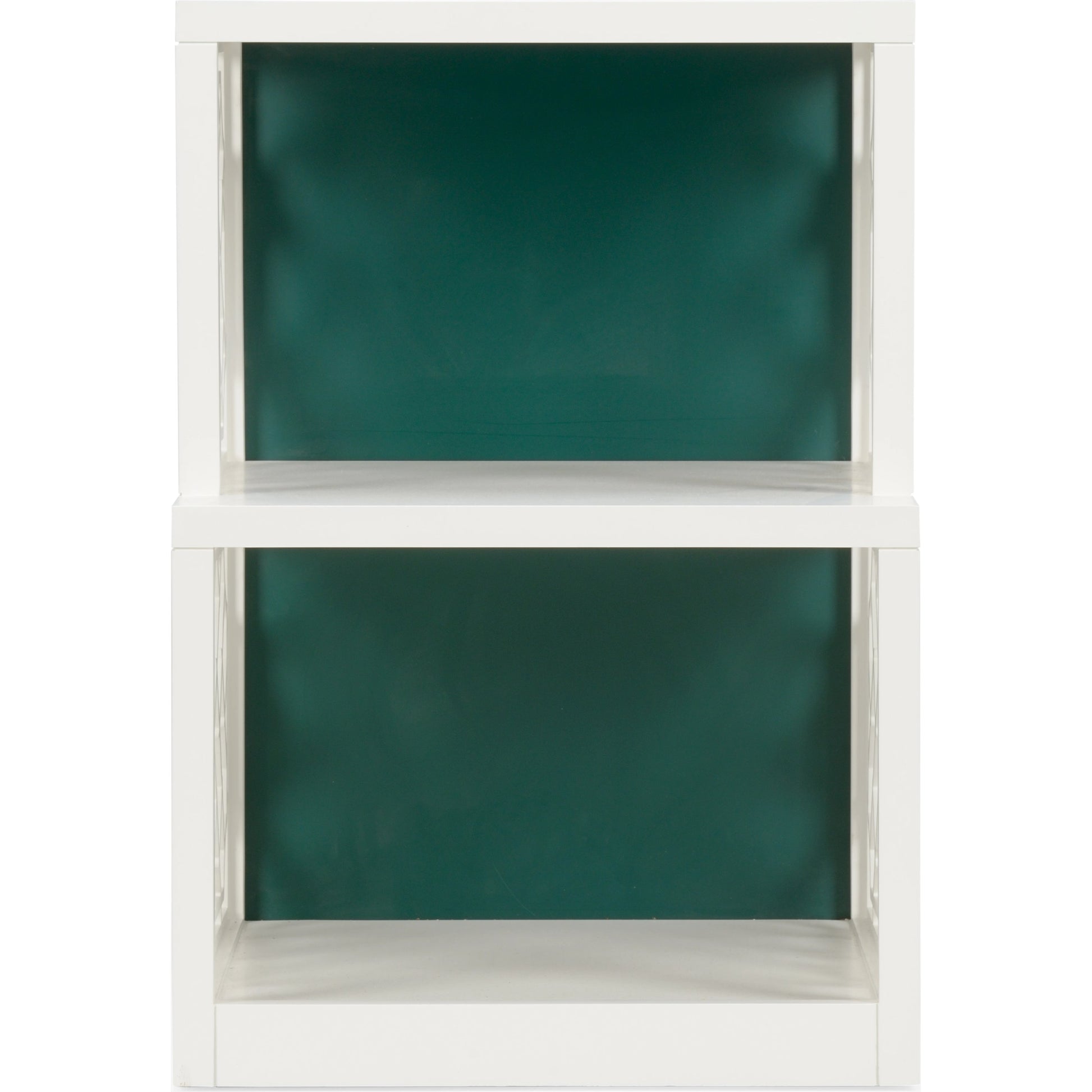 Chip Side Shelf Table by Wildwood in chantilly lace, chrome green. Made from wood in a modern style.