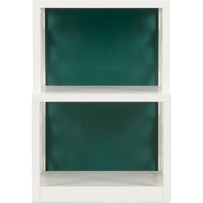 Chip Side Shelf Table by Wildwood in chantilly lace, chrome green. Made from wood in a modern style.