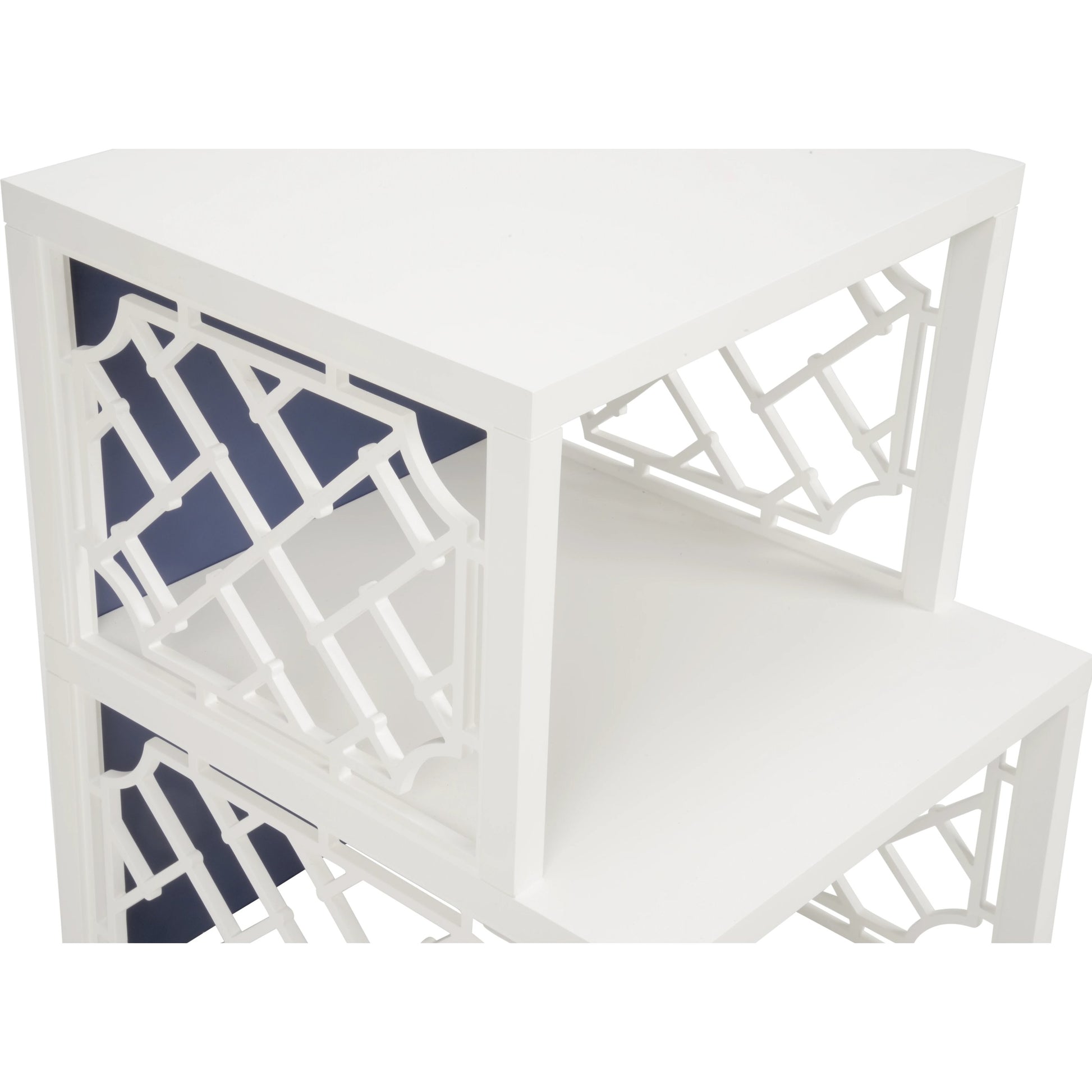 Chip Side Shelf Table by Wildwood in chantilly lace, chrome green. Made from wood in a modern style.