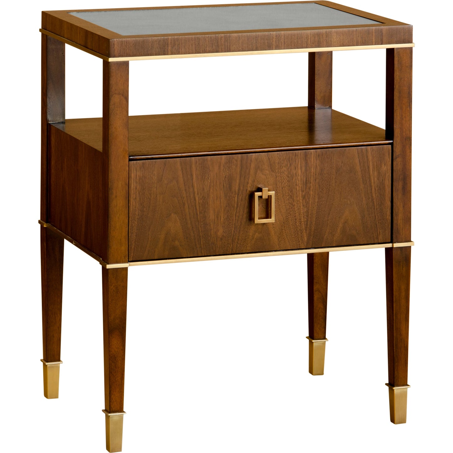 001 SI-2106108 | Primary Silo | Brady Bedside Table by Wildwood in walnut , antique mirrored glass. Made from unique in a modern style.
