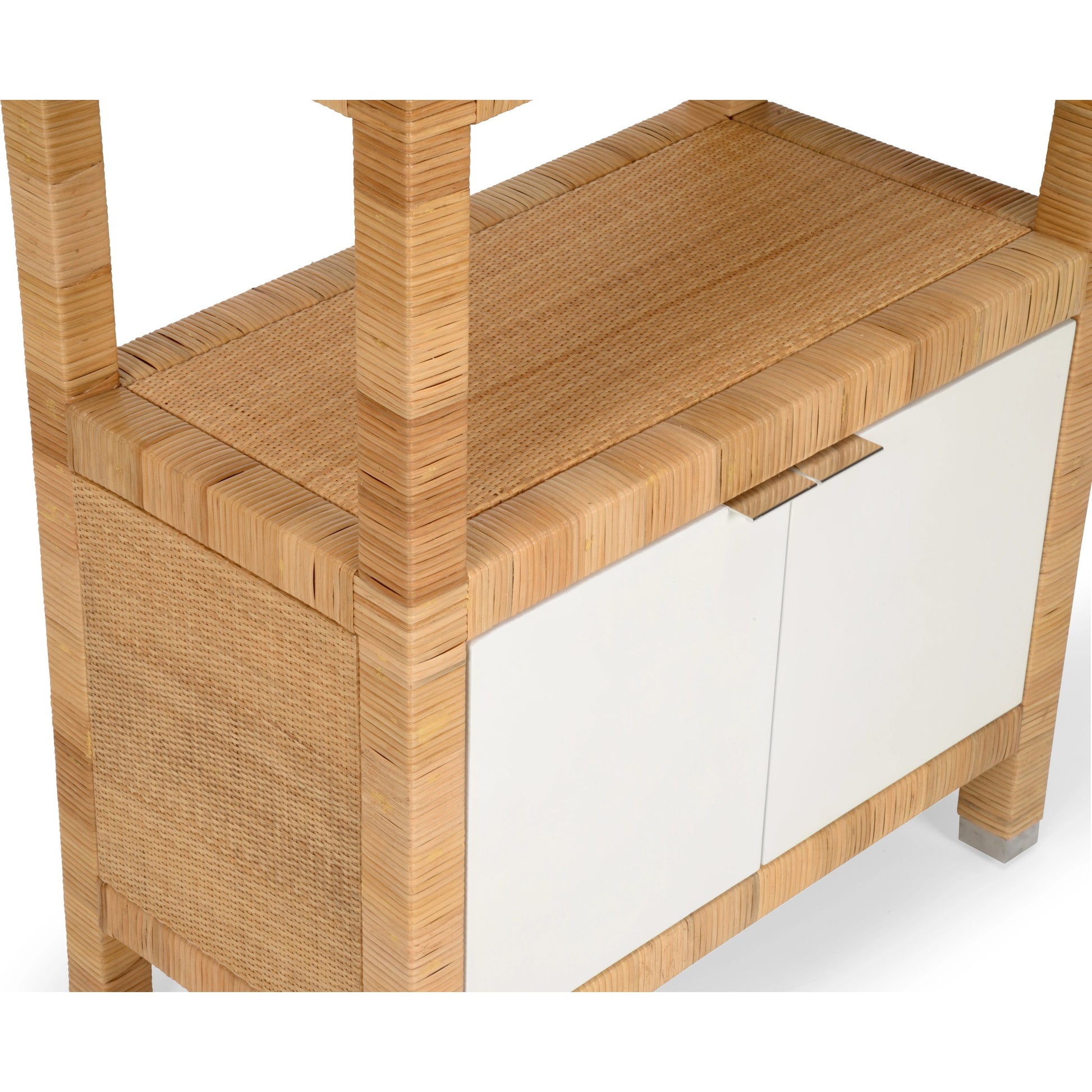 Mimo Etagere by Wildwood in white, natural. Made from wood/rattan in a modern style.