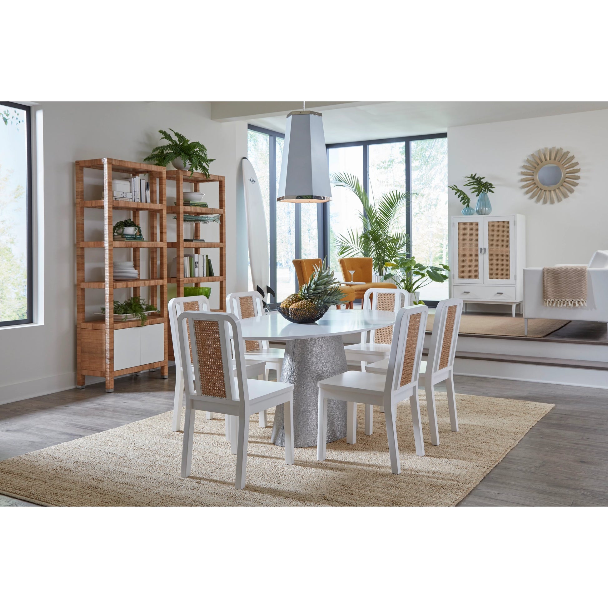 Mimo Etagere by Wildwood in white, natural. Made from wood/rattan in a modern style.