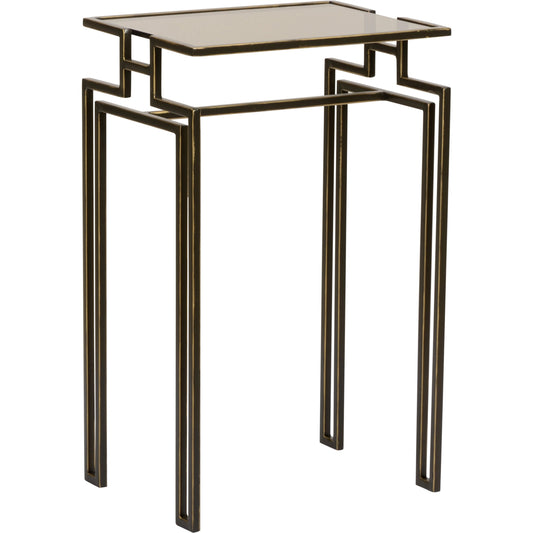 Chelsea Table by Wildwood in bronze. Made from iron/tempered glass in a modern style.