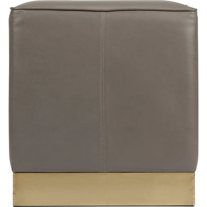 Dorian Stool by Wildwood in gray, antique brass. Made from leather/steel in a modern style.