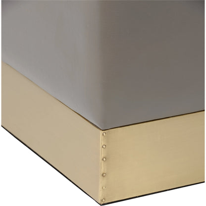 Dorian Stool by Wildwood in gray, antique brass. Made from leather/steel in a modern style.