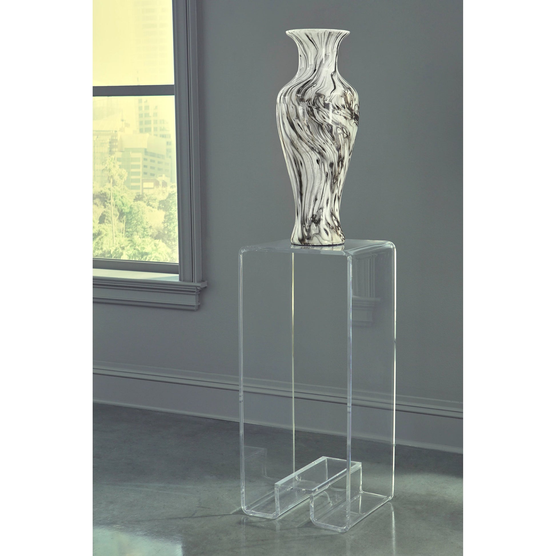 Mykonos Pedestal by Wildwood in clear. Made from acrylic in a modern style.