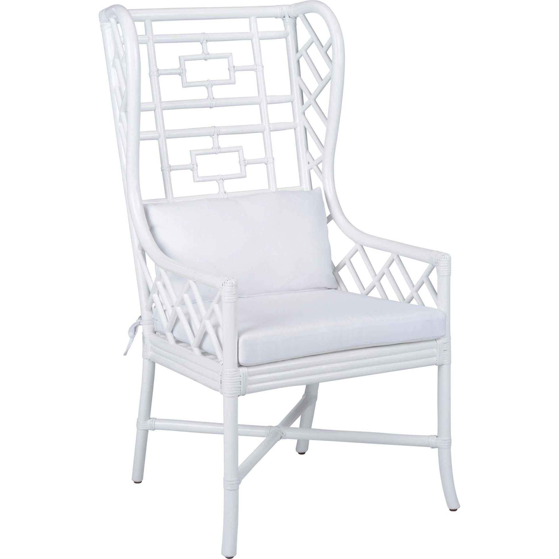 Gwyneth Wing Chair by Wildwood in high gloss white, natural. Made from wood/fabric in a cottage & farmhouse style.