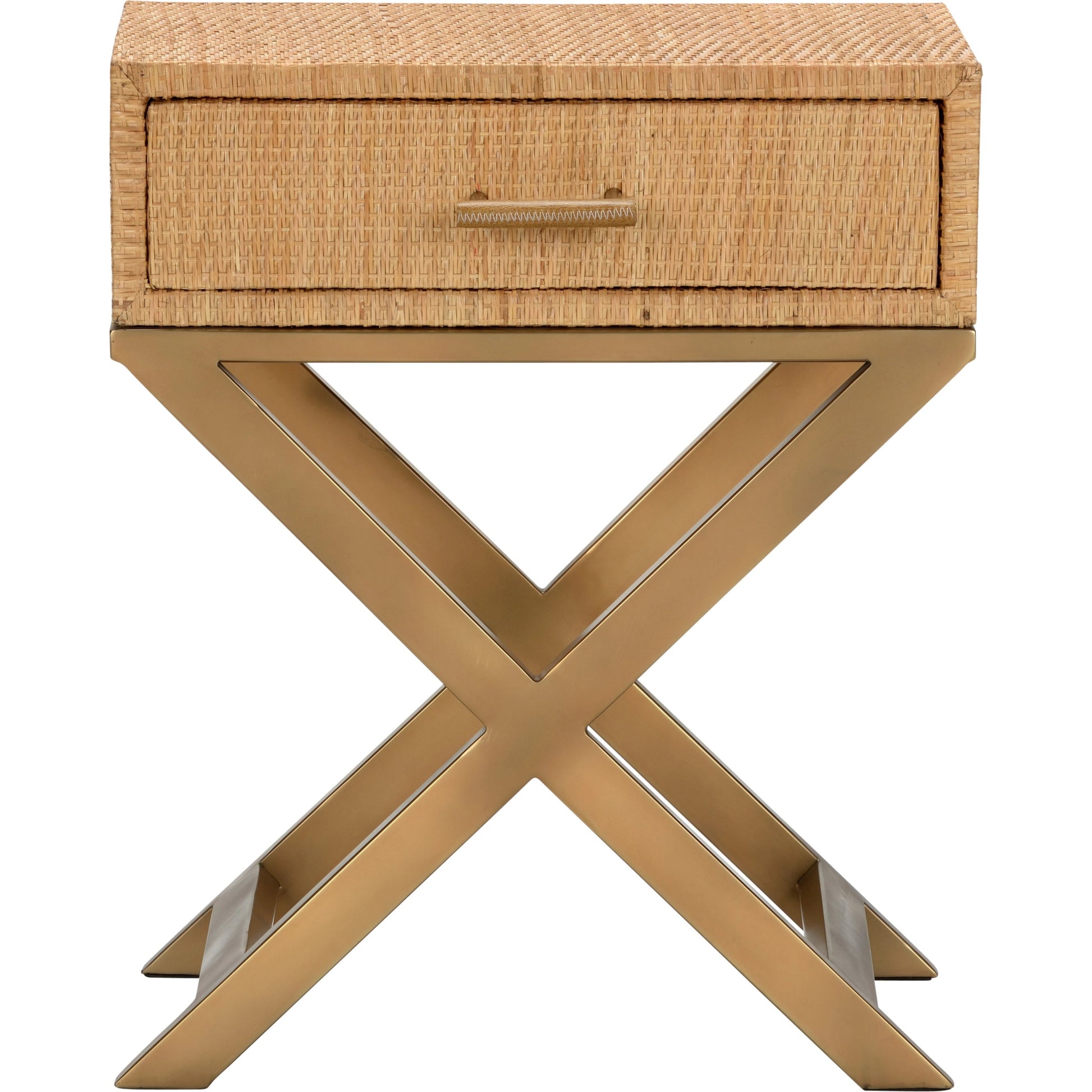 Vieux Carre End Table by Wildwood in natural, clear, bronze. Made from wood/woven rattan/glass in a cottage & farmhouse style.